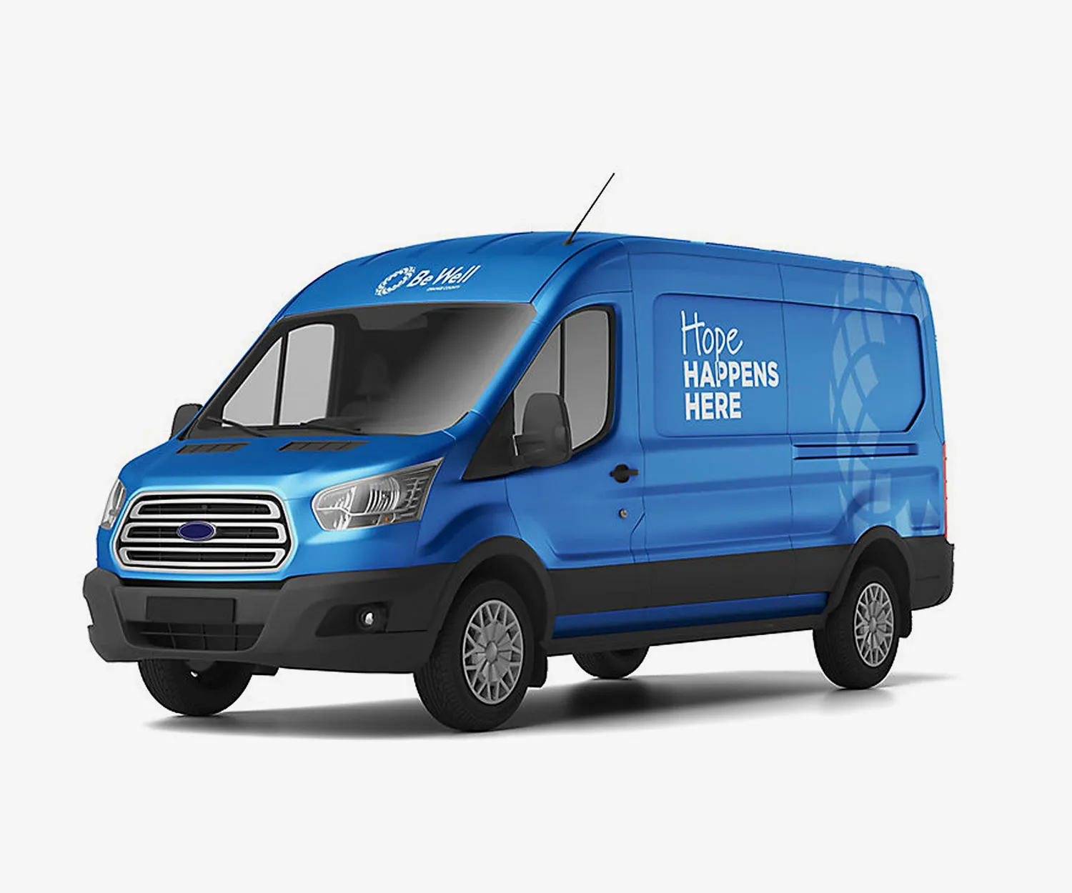 BeWell Orange County branded transit van.