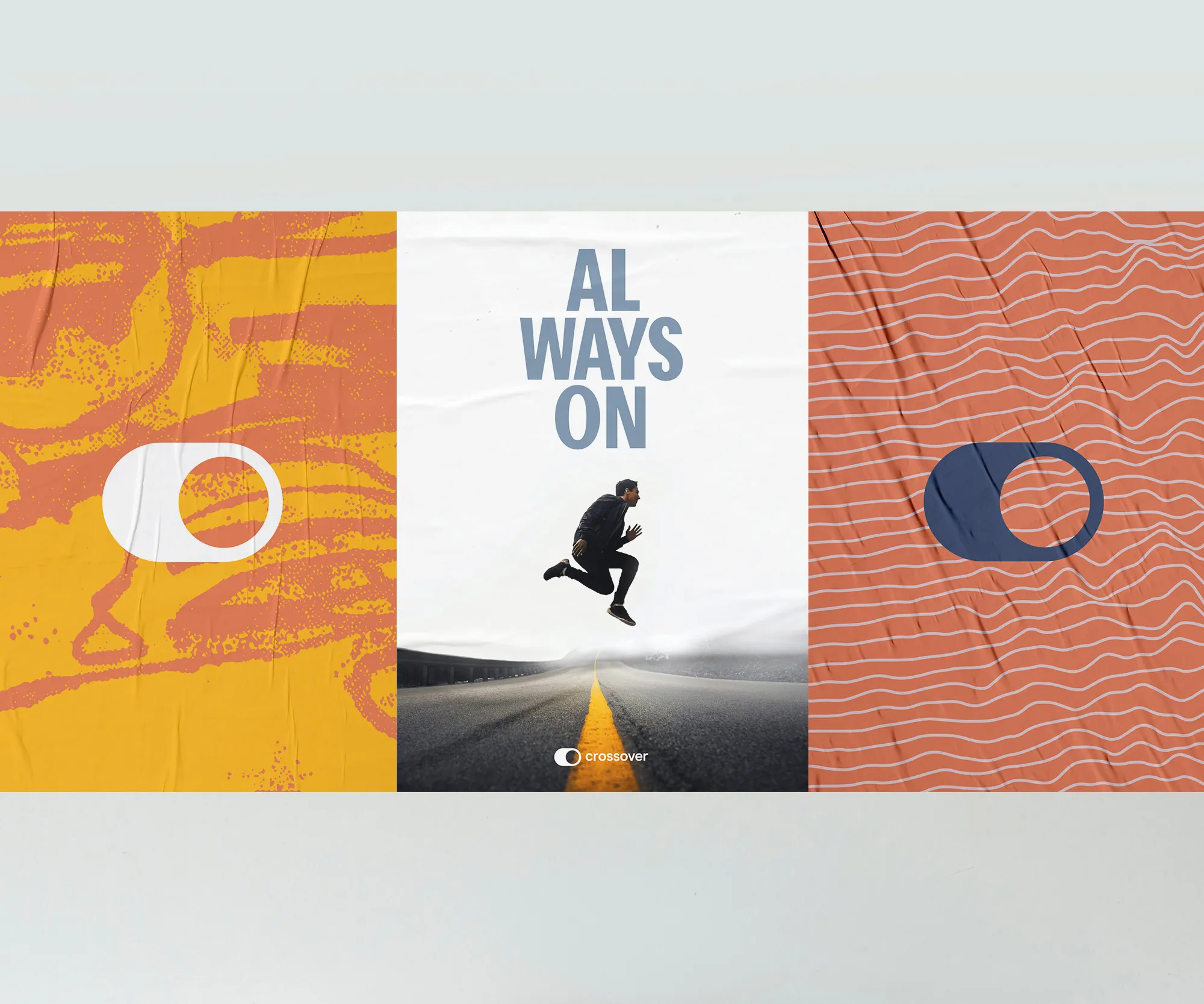 Three Crossover Health "Always On" campaign posters.
