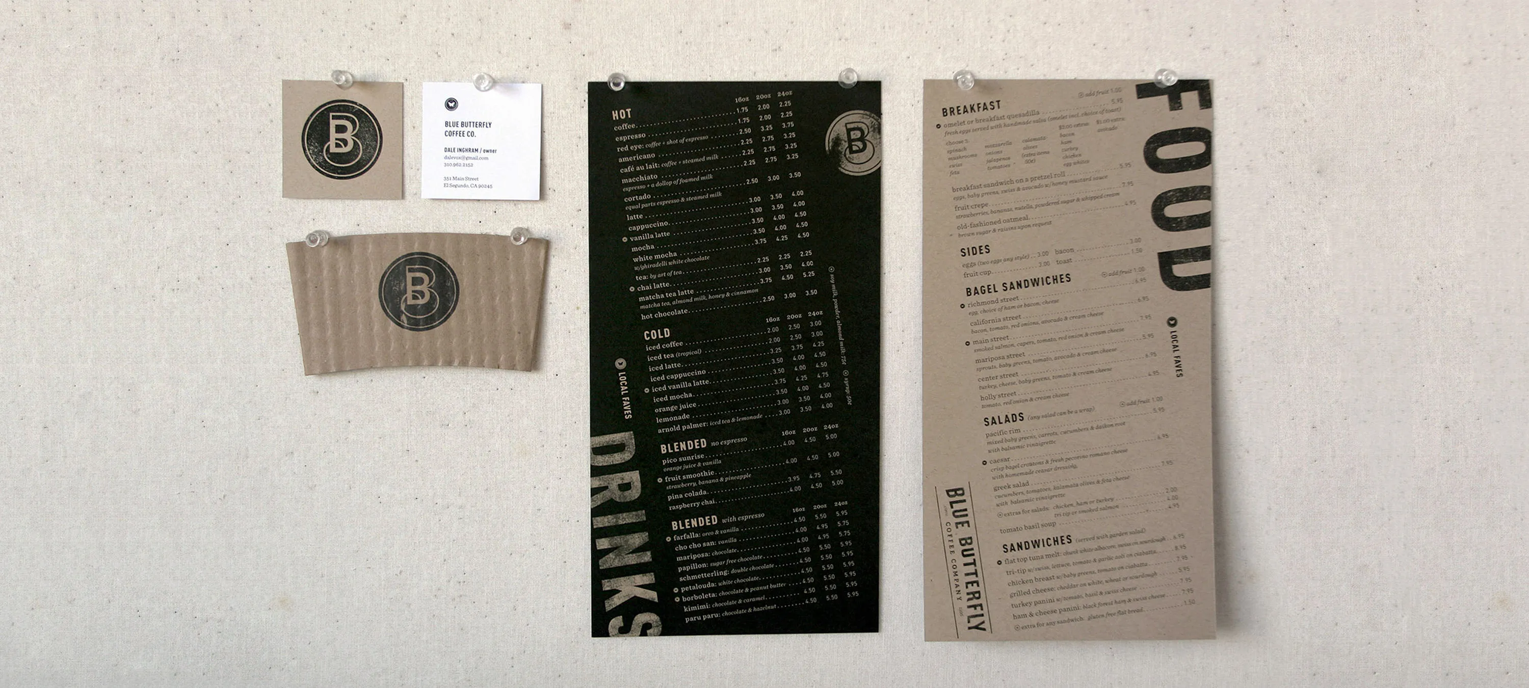 Blue Butterfly stationery, cards and printed menus.